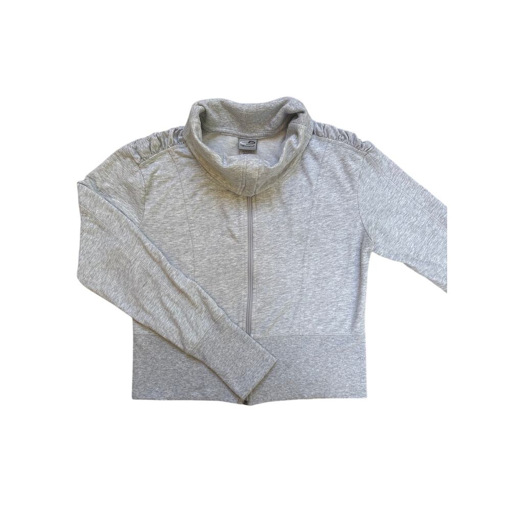 C9 Champion Women's Gray Ruched Funnel Neck Full Zip Jacket M